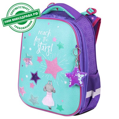 Ранец BRAUBERG PREMIUM, 2 отделения, с брелком, "Shining stars", 38х29х16 см, 271353 271353