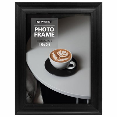 Рамка 15х21 см небьющаяся, багет 27 мм, пластик, BRAUBERG "Viscount", черная, 391256 391256