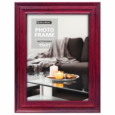 Рамка 15х21 см небьющаяся, багет 30 мм, МДФ, BRAUBERG "Herzog", цвет вишня, 391254 391254