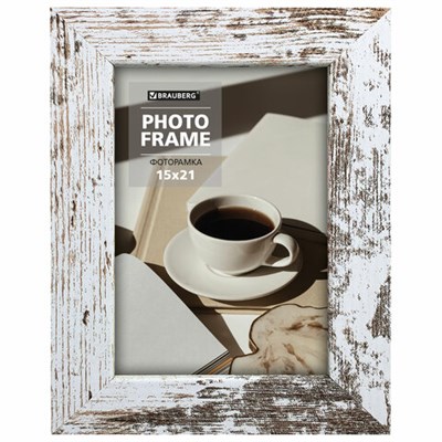 Рамка 15х21 см небьющаяся, багет 40 мм, МДФ, BRAUBERG "Christopher", белая/коричневая, 391269 391269