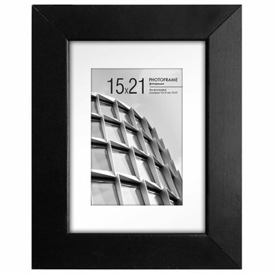 Рамка 15х21 см с паспарту 10х15 см небьющаяся, багет 40 мм, МДФ, BRAUBERG "Malcolm", черная, 391268 391268