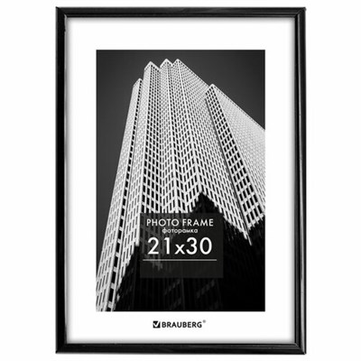 Рамка 21х30 см небьющаяся, багет 14 мм, пластик, BRAUBERG "Original", черная, 391229 391229