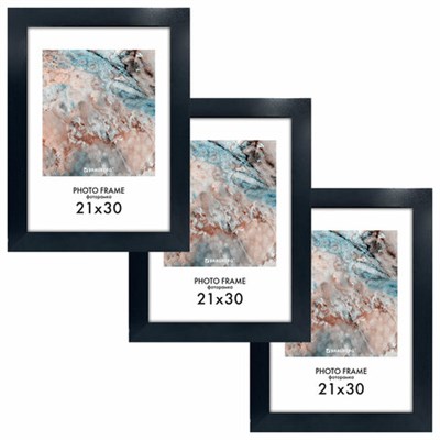 Рамка 21х30 см небьющаяся, КОМПЛЕКТ 3 шт., багет 29 мм, МДФ, BRAUBERG "Basic", черная, 391261 391261