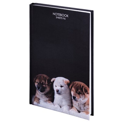 Блокнот А5 (134х206 мм), 96 л., твёрдый, клетка, STAFF, "Собачки", 114433 114433