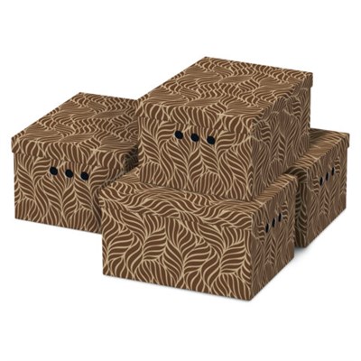 Короб для хранения из плотного микрогофрокартона 330х250х185 мм, КОМПЛЕКТ 4 шт., BRAUBERG HOME "Узор", 271816 271816