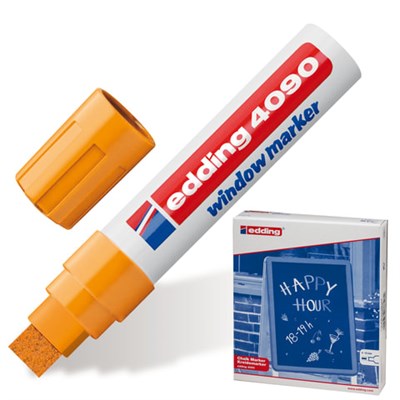 Маркер меловой EDDING "4090", 4-15 мм, ОРАНЖЕВЫЙ, влагостираемый, для гладких поверхностей, E-4090/66 150581