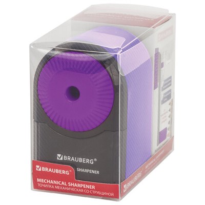 Точилка механическая BRAUBERG ULTRA для чернографитных и цветных карандашей, крепление к столу, цвет корпуса сиреневый с черным, 271341 271341