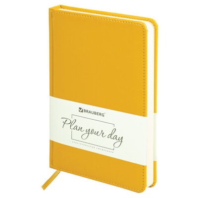 Ежедневник недатированный А5 138х213 мм BRAUBERG "Imperial" под кожу, 160 л., желтый, 111858 111858
