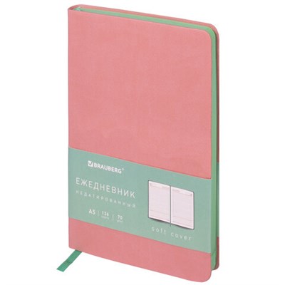 Ежедневник недатированный А5 138х213 мм BRAUBERG "Metropolis Mix", под кожу, 136 л., розовый, 113295 113295