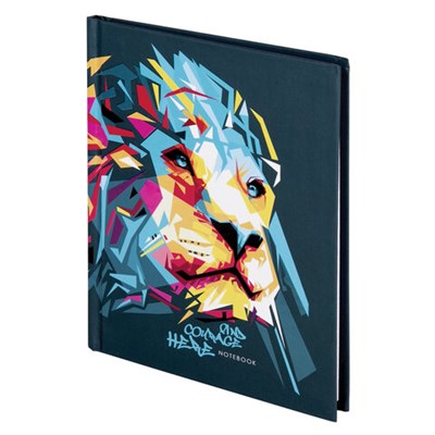 Блокнот МАЛЫЙ ФОРМАТ (110х147 мм), А6, 80 л., твёрдый, клетка, выборочный лак, STAFF, "Лев", 114447 114447