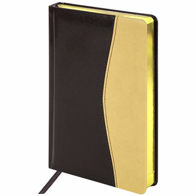 Ежедневник недатированный А5 138х213 мм BRAUBERG "De Luxe" под кожу, 160 л., коричневый/бежевый, 123403 123403