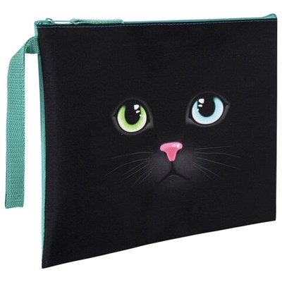 Папка для тетрадей BRAUBERG А5, 1 отделение, полиэстер, на молнии, с ручкой, "Black Cat", 270339 270339