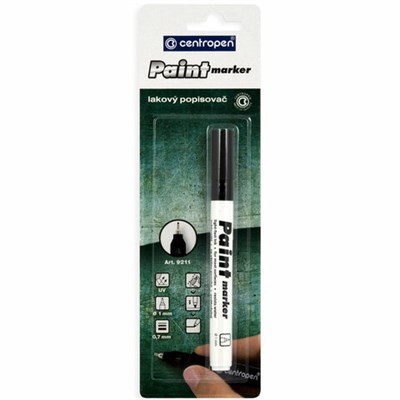 Маркер-краска лаковый (paint marker) ЧЕРНЫЙ CENTROPEN, игольчатый наконечник, 0,7 мм, 9211, 5 9211 9912 152095
