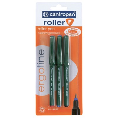 Ручки-роллеры 3 ЦВЕТА CENTROPEN, корпус зеленый, узел 0,5 мм, линия письма 0,3 мм, 4615/3, 3 4615 0302 143694