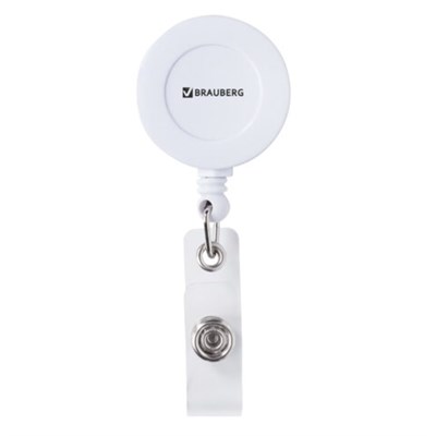 Держатель-рулетка для бейджей 70 см, петелька, клип, белый, в блистере, BRAUBERG, 238240 238240