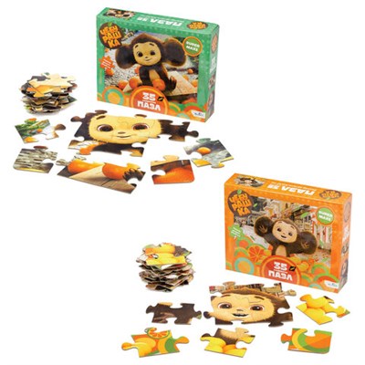 Пазл картонный 35 элементов АССОРТИ "Чебурашка", 2 вида, 330х470 мм, OR 665498