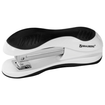 Степлер №24/6, 26/6 BRAUBERG "JET", до 25 листов, эргономичный, бело-черный, 227797 227797