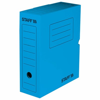 Короб архивный с клапаном А4 (260х325 мм), 100 мм, до 900 листов, микрогофрокартон, СИНИЙ, STAFF, 128864 128864