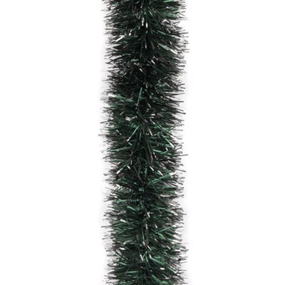 Мишура, 1 штука, диаметр 70 мм, длина 2 м, зеленая с белыми кончиками, 73752 591856