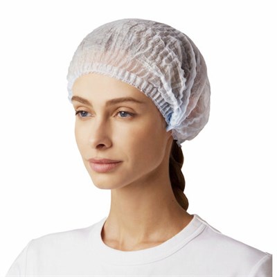 Шапочка голубая "Шарлотта" КОМПЛЕКТ 100 штук из нетканого материала SMS 10г/м2, d=30см, SMZ 631234