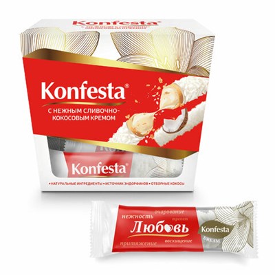 Конфеты KONFESTA со сливочно-кокосовым кремом, вафельные, 150 г 623135