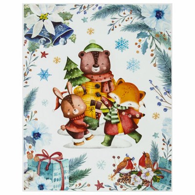 Наклейка для окон двусторонняя МНОГОРАЗОВАЯ 30х38 см, "Весёлые зверята", ЗОЛОТАЯ СКАЗКА, 591924 591924