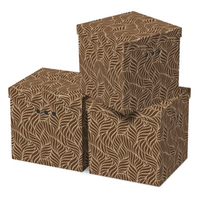 Короб для хранения из плотного микрогофрокартона 315х315х315 мм, КОМПЛЕКТ 3 шт., BRAUBERG HOME "Узор", 271820 271820