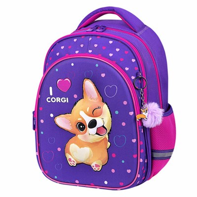 Рюкзак BRAUBERG OPTIMA, 2 отделения, с брелоком, "I love corgi", 3D-панель, 36х27х18 см, 271360 271360