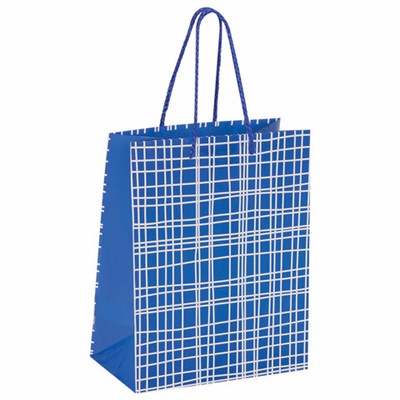 Пакет подарочный (1 штука) 18x10x23 см, ЗОЛОТАЯ СКАЗКА "В голубую клетку", ламинированный, 606597 606597