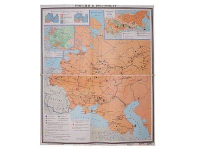 Учебная карта "Россия 1907-1914 гг." (матовое, 2-стороннее лам.) - фото 51508367