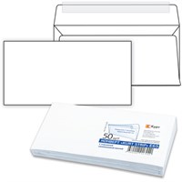 Конверты Е65 (110х220 мм), отрывная лента, белые, КОМПЛЕКТ 50 шт., внутренняя запечатка, Е65.10.50С 124169