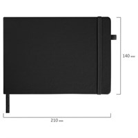 Скетчбук, черная бумага 140 г/м2, 210х148 мм, 80 л., КОЖЗАМ, резинка, карман, BRAUBERG ART CLASSIC, черный, 113205