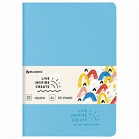 Тетрадь 48 л. в клетку обложка кожзам SoftTouch, сшивка, A5 (147х210мм), ГОЛУБОЙ, BRAUBERG RAINBOW, 403880 403880
