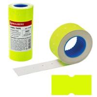 Этикет-лента 21х12 мм, прямоугольная, желтая, комплект 5 рулонов по 600 шт., BRAUBERG, 123569 123569