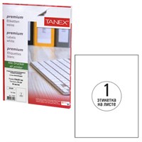 Этикетка самоклеящаяся 210х297 мм, 1 этикетка, белая, 70 г/м2, 50 листов, TANEX, сырье Финляндия, 114527, TW-2000 114527