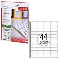 Этикетка самоклеящаяся 48,5х25,4 мм, 44 этикетки, белая, 70 г/м2, 50 листов, TANEX, сырье Финляндия, 114540, TW-2044 114540