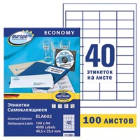 Этикетка самоклеящаяся 48,5х25,4 мм, 40 этикеток, белая, 70 г/м2, 100 л., Avery, Европа-100, ELA002 114308