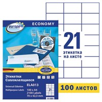 Этикетка самоклеящаяся 70х42,3 мм, 21 этикетка, белая, 70 г/м2, 100 л., Avery, Европа-100, ELA013 114309