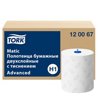 Полотенца бумажные рулонные 150 м, TORK Matic (Система H1) ADVANCED, 2-слойные, белые, КОМПЛЕКТ 6 рулонов, 120067 120067