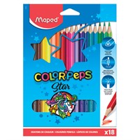 Карандаши цветные MAPED (Франция) "Color'Peps Star", 18 цветов, трехгранные, грифель 3 мм, натуральное дерево, 183218 180882