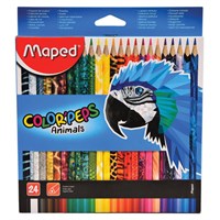 Карандаши цветные MAPED (Франция) "Color'Peps Animals'", 24 цвета, трехгранные, заточенные, европодвес, 832224 181597