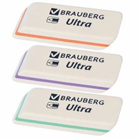 Ластик BRAUBERG "Ultra", 50х14х8 мм, белый, детали ассорти, натуральный каучук, 228704