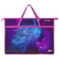 Папка для рисунков и чертежей с ручками BRAUBERG А3, пластик, молния сверху, "Melody", 228201 228201