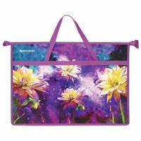 Папка для рисунков и чертежей с ручками BRAUBERG А3, пластик, молния сверху, "Flowers", 270146 270146