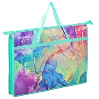 Папка для рисунков и чертежей с ручками BRAUBERG А3, пластик, молния сверху, "Marble", 271435 271435