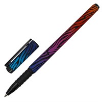 Ручка шариковая BRAUBERG SOFT TOUCH GRIP "NEON ZEBRA", СИНЯЯ, мягкое покрытие, узел 0,7 мм, 143721 143721