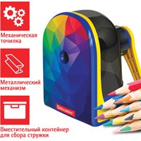 Точилка механическая BRAUBERG "MULTICOLOR", корпус с печатью, 228489 228489