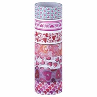 Клейкие WASHI-ленты для декора "СЕРДЦА", 15 мм х 3 м, 7 цветов, рисовая бумага, ОСТРОВ СОКРОВИЩ, 661708 661708