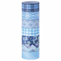 Клейкие WASHI-ленты для декора ОТТЕНКИ СИНЕГО, 15 мм х 3 м, 7 цветов, рисовая бумага, ОСТРОВ СОКРОВИЩ, 661703 661703