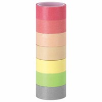 Клейкие WASHI-ленты для декора "ПАСТЕЛЬ", 7 теплых цветов, 15 мм х 3 м, рисовая бумага, ОСТРОВ СОКРОВИЩ, 661700 661700